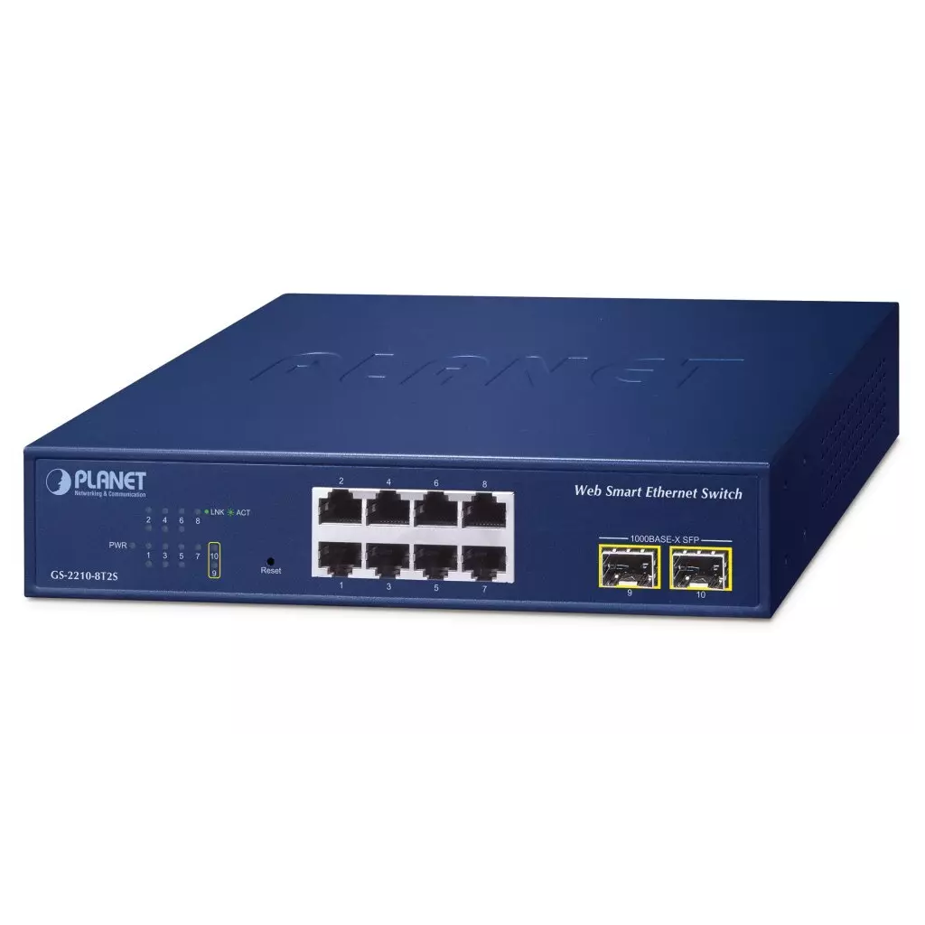 Obrázek produktu Planet GS-2210-8T2S WEBsmart L2 switch, 8x1Gb, 2x1Gb SFP, QoS