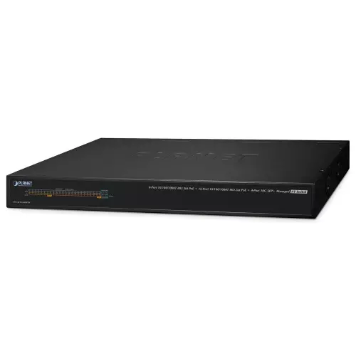 obrázek produktu Planet AVS-4210-24HP4X managed AV switch, 24x1Gb, 4x10Gb SFP+, 16x PoE 802.3at + 8x PoE 802.3bt 450W, 0~50°C , QoS