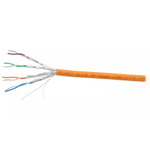 obrázek produktu PLANET Elite kabel FTP, drát, Cat 6A, 4p, 500MHz, LS0H, stíněný každý pár, oranžový, balení 500m, B2ca-s1a,d1,a1