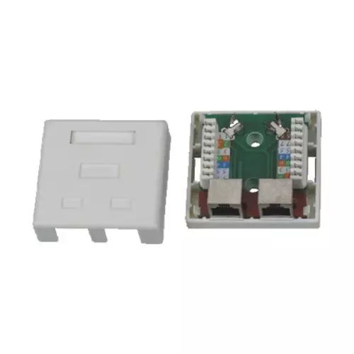 obrázek produktu XtendLan Zásuvka 2x RJ-45, Cat5e, stíněná, na zeď, spodní vývod, narážecí