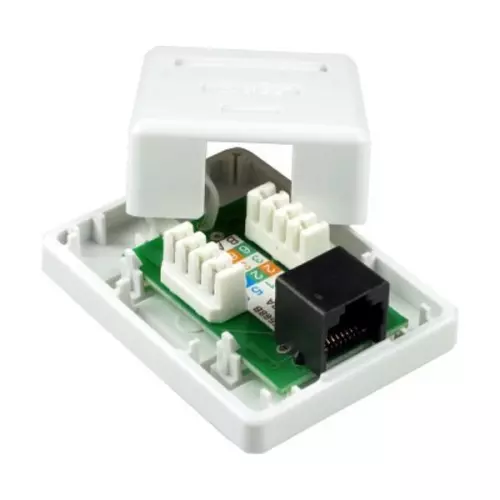 obrázek produktu XtendLan Zásuvka 1x RJ-45, Cat5e, nestíněná, na zeď, spodní vývod, narážecí