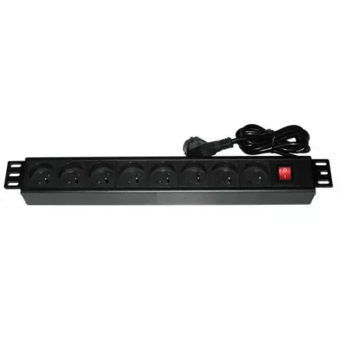 obrázek produktu XtendLan 19'' rozvodný panel 8x 230V, ČSN, vypínač, 1,8 m