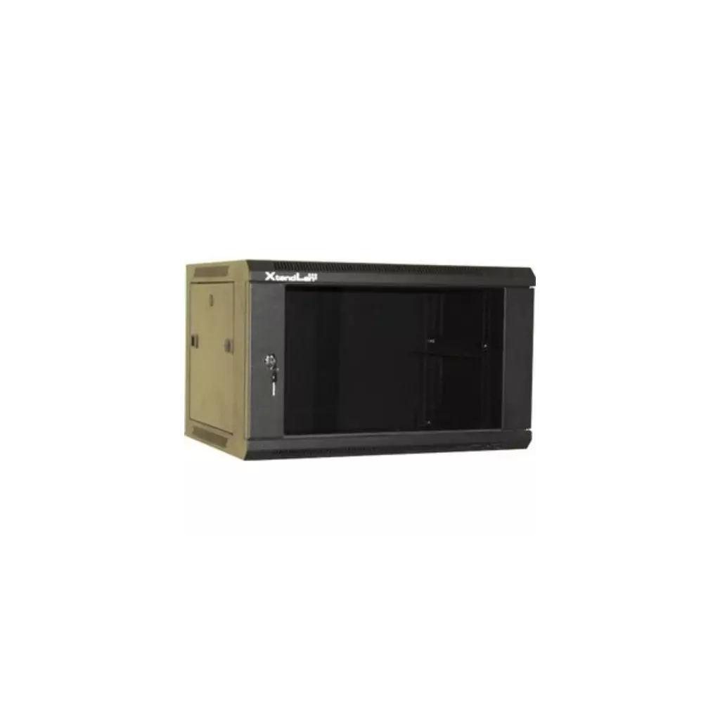 Obrázek produktu XtendLan 9U/600x450, na zeď, jednodílný, rozložený, skleněné dveře, černý