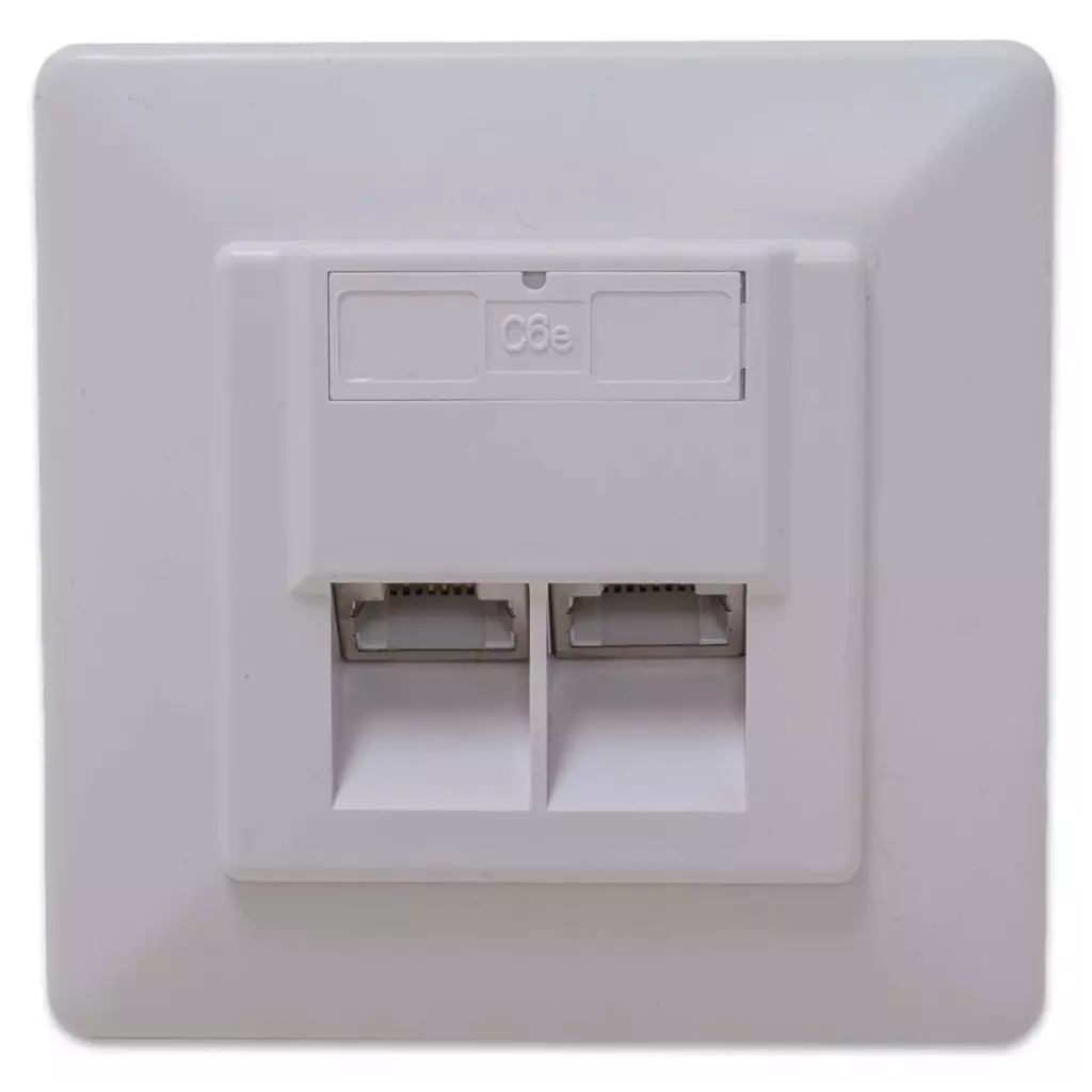 Obrázek produktu XtendLan Zásuvka 2x RJ-45, Cat6, stíněná, pod omítku, při užití krabičky i na zeď, šikmý vývod