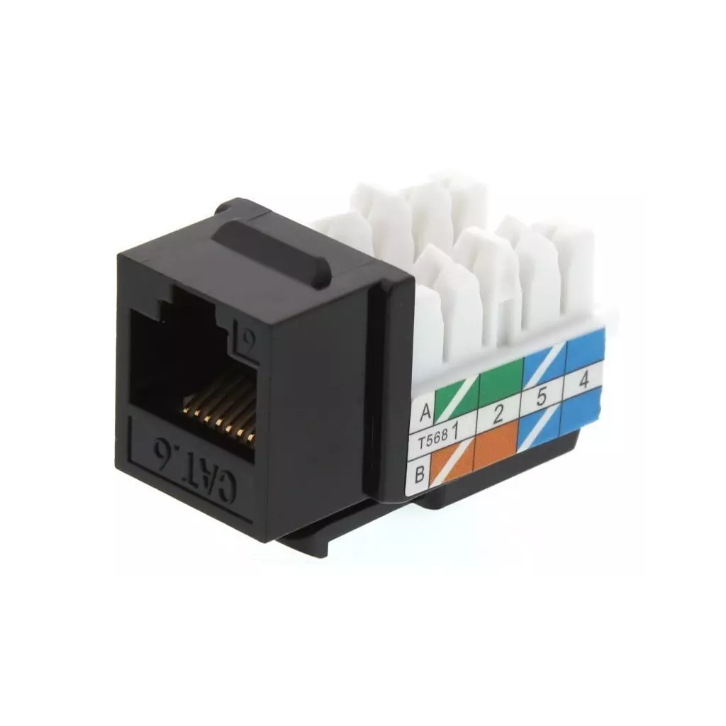 Obrázek produktu XtendLan Keystone jack RJ45, narážecí, CAT6, UTP, 90 st., narážení shora, černý