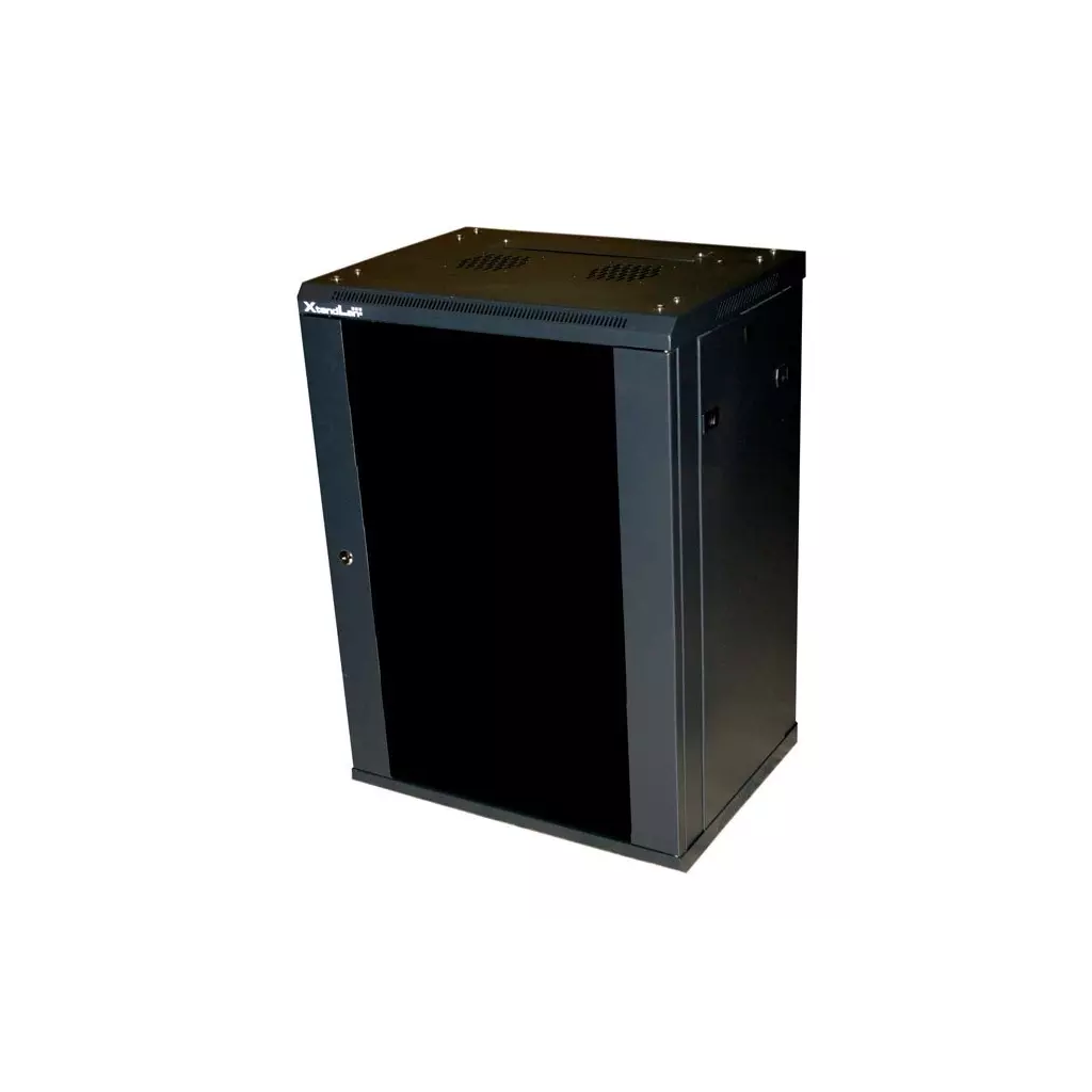 Obrázek produktu XtendLan 12U/600x450, na zeď, jednodílný, rozložený, skleněné dveře, černý