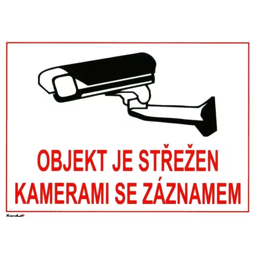 obrázek produktu XtendLan Bezpečnostní tabulka (samolepka) pro kamerové systémy, bílá, 140x100mm
