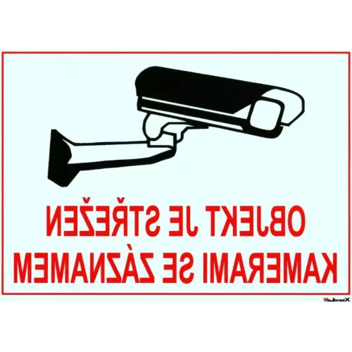 obrázek produktu XtendLan Bezpečnostní tabulka (samolepka) pro kamerové systémy, transparentní, zrcadlový tisk, 140x100mm