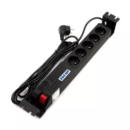 obrázek produktu ACAR 19" rozvodný panel 5x 230V, ČSN, kabel 3m, přepěťová ochrana, filtr proti rušení, 2x pojistka, montáž do racku