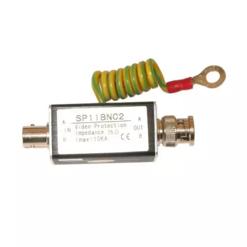 obrázek produktu XtendLan Přepěťová ochrana koaxiálního vedení, 1x BNC male, 1x BNC female, zemnící vodič, pro HDCVI/TVI/AHD/PAL