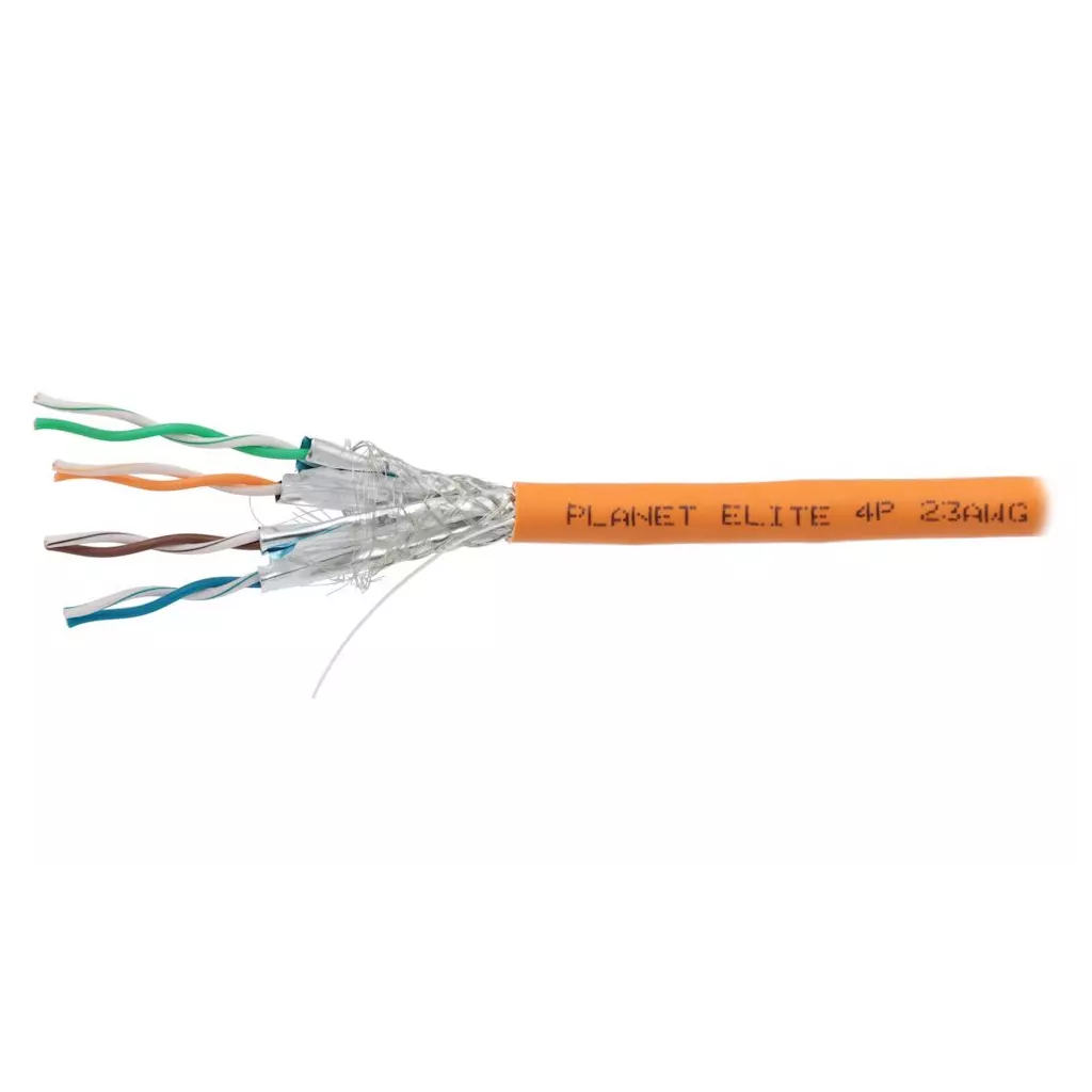 Obrázek produktu PLANET Elite kabel SFTP, drát, Cat7, 4pár, 600MHz, LS0H, stíněný každý pár, oranžový, B2ca, s1, d1, a1, balení 500m