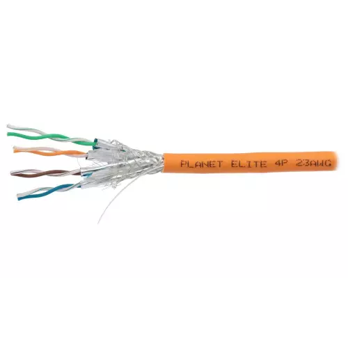 obrázek produktu PLANET Elite kabel SFTP, drát, Cat7, 4pár, 600MHz, LS0H, stíněný každý pár, oranžový, B2ca, s1, d1, a1, balení 500m