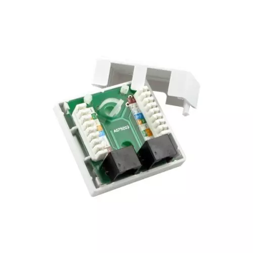 obrázek produktu XtendLan Zásuvka 2x RJ-45, Cat5e, nestíněná, na zeď, spodní vývod, narážecí