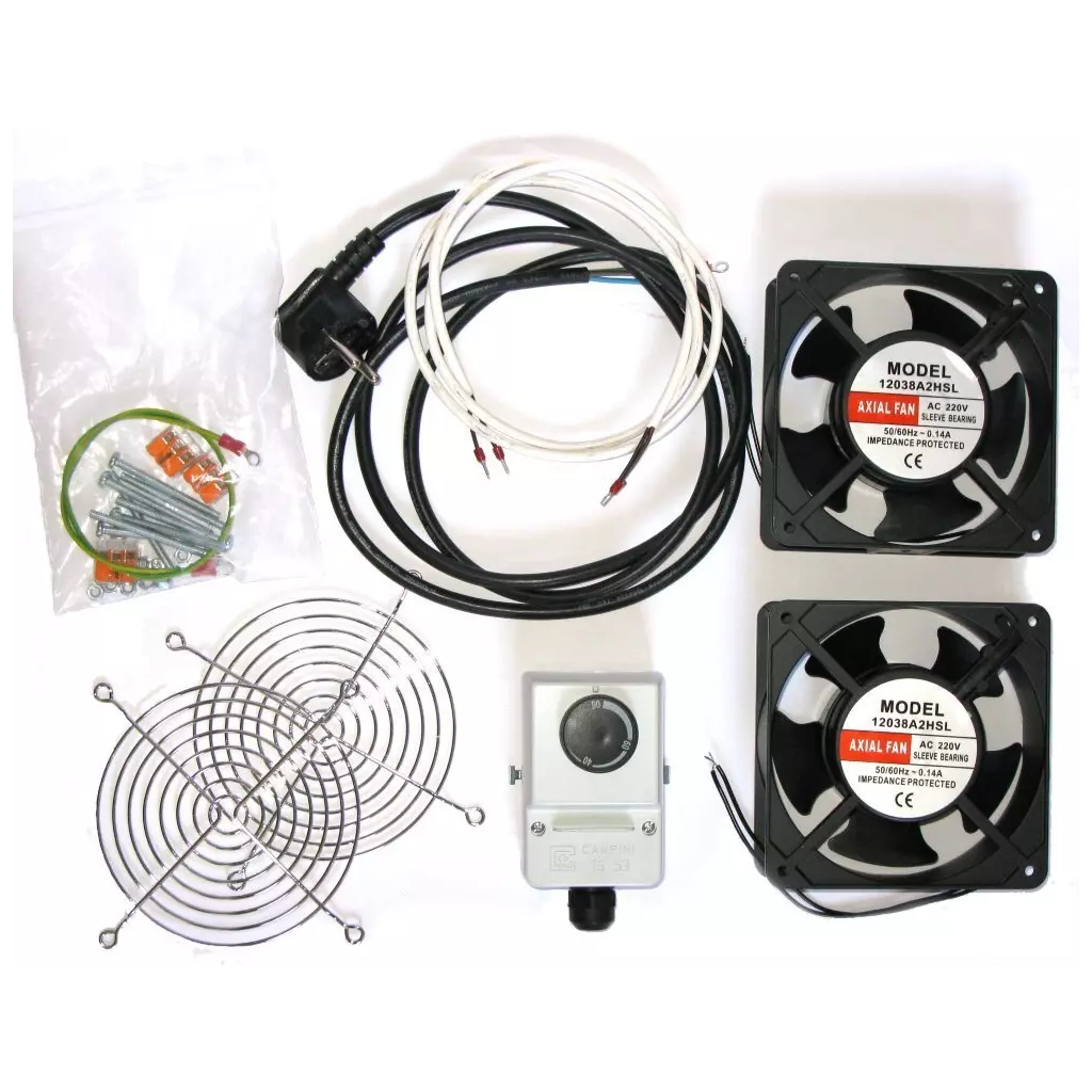 Obrázek produktu XtendLan Ventilace pro nástěnné rozvaděče, termostat, 2 ventilátory,napáj.kabel, spoj. materiál