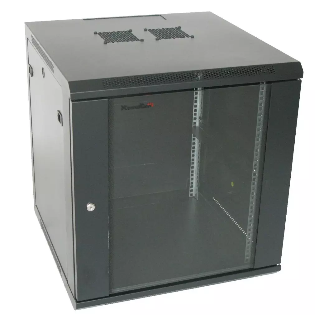 Obrázek produktu XtendLan 12U/600x600, na zeď, jednodílný, skleněné dveře, černý