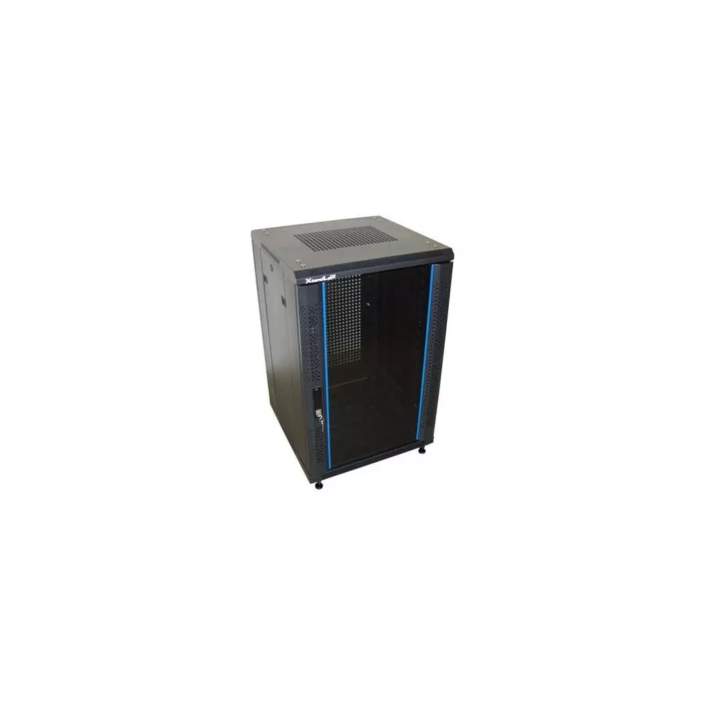 Obrázek produktu XtendLan 15U/600x600 stojanový, černý, skleněné dveře, perforovaná záda