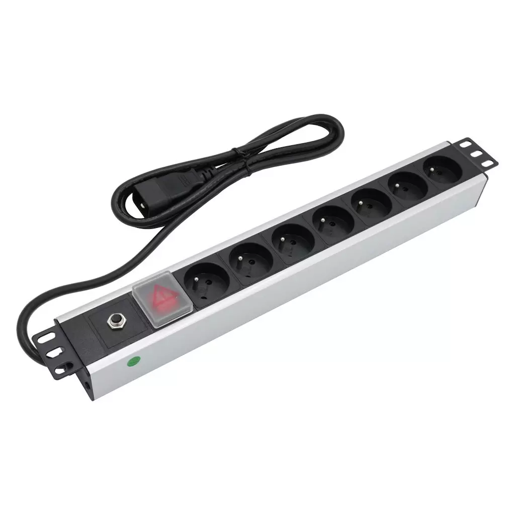Obrázek produktu XtendLan 19'' rozvodný panel 7x 230V, ČSN, s proudovou ochranou, vypínačem a koncovkou 16A/C20, 1,8 m