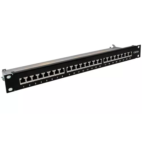 obrázek produktu XtendLan Patch panel 19", 24 portů, Cat6a, stíněný, černý