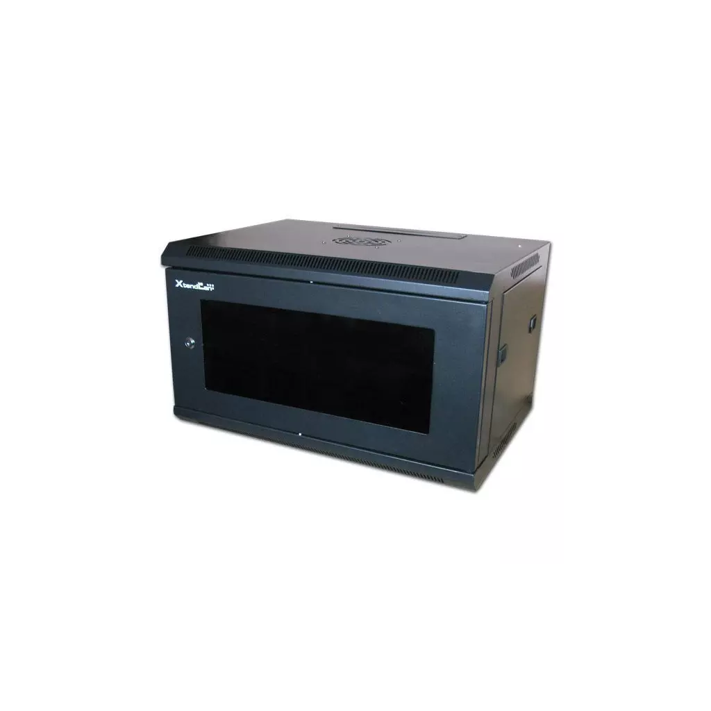 Obrázek produktu XtendLan 6U/600x450, na zeď, jednodílný, rozložený, skleněné dveře, černý