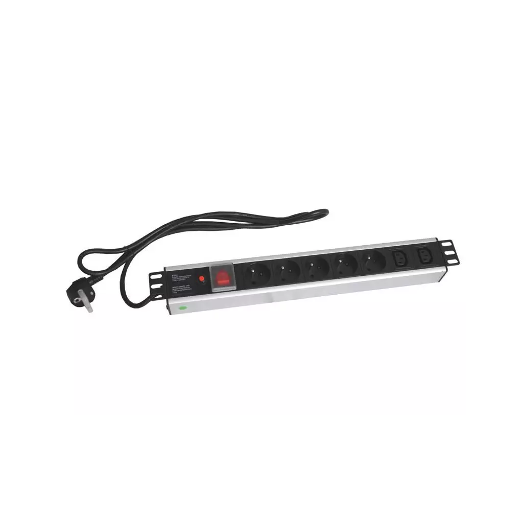 Obrázek produktu XtendLan 19'' rozvodný panel 5x 230V, 2x IEC, ČSN, vypínač, nadproudová ochrana, 1,8 m