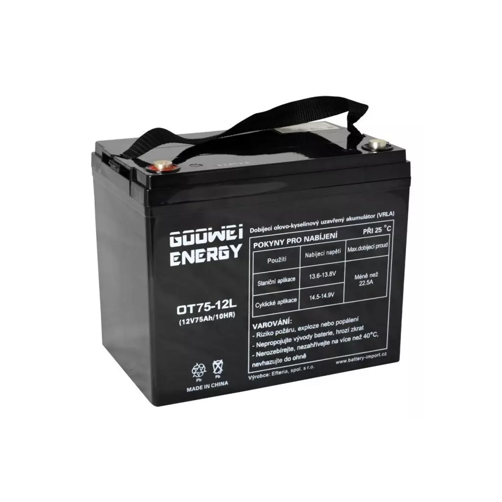 Obrázek produktu GOOWEI ENERGY Pb záložní akumulátor VRLA GEL 12V/75Ah (OTL75-12)