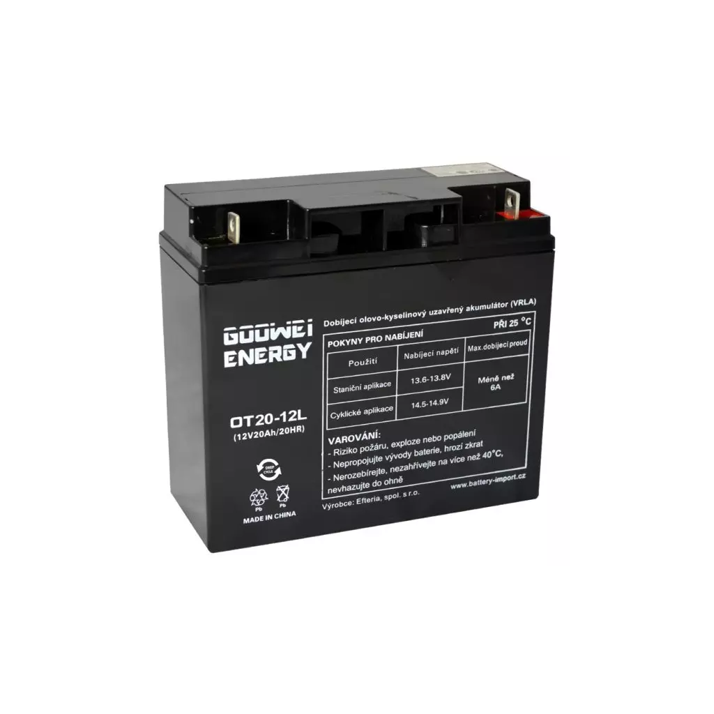 Obrázek produktu GOOWEI ENERGY Pb záložní akumulátor VRLA GEL 12V/20Ah (OTL20-12)