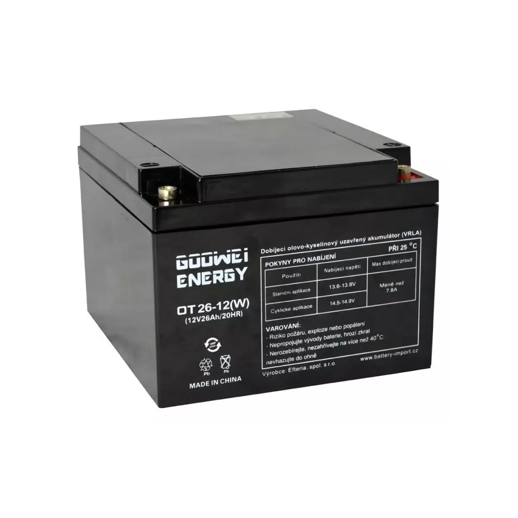 Obrázek produktu GOOWEI ENERGY Pb záložní akumulátor VRLA GEL 12V/26Ah (OTL26-12)