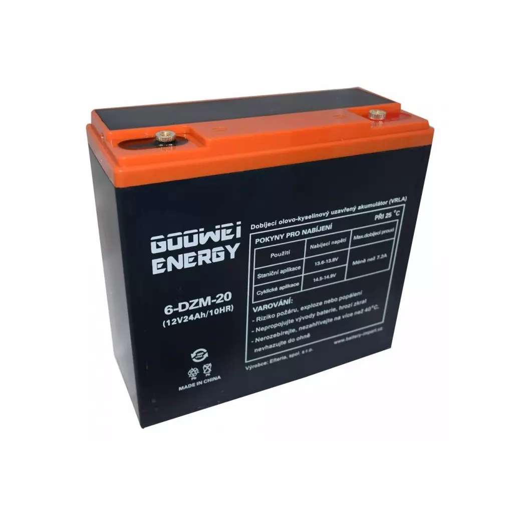 Obrázek produktu GOOWEI ENERGY Pb trakční záložní akumulátor VRLA GEL 12V/24Ah (6-DZM-20)
