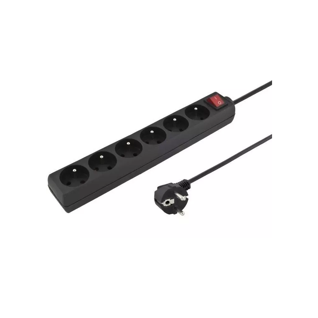 Obrázek produktu Kabel PremiumCord prodlužovací přívod 230V 3m 6 zásuvek + vypínač, černý
