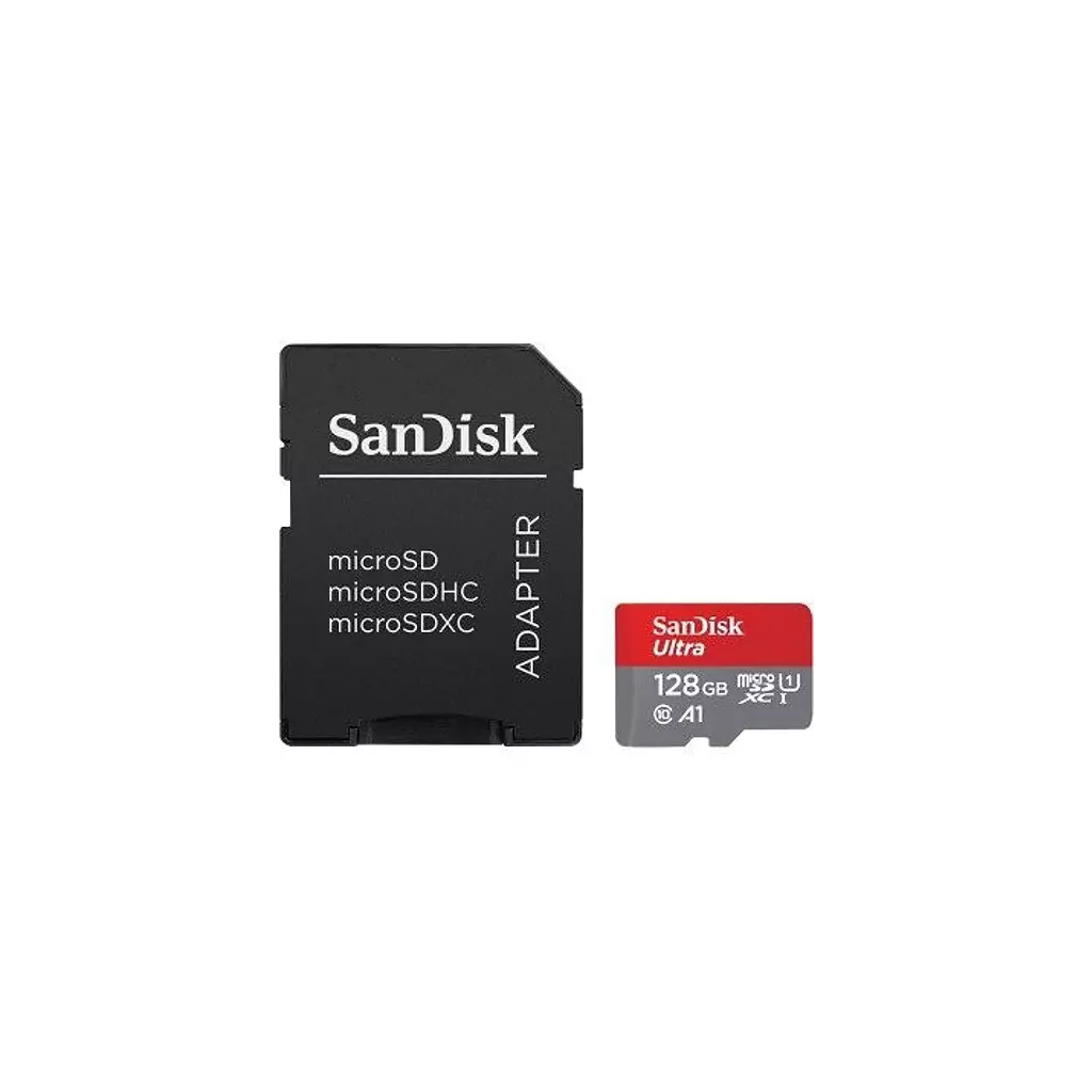 Obrázek produktu Paměťová karta Sandisk Ultra microSDXC 128 GB 140 MB/s  A1 Class 10 UHS-I, s adaptérem