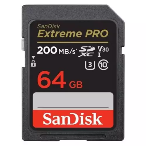 obrázek produktu Paměťová karta Sandisk Extreme PRO 64GB SDXC 200MB/s & 90MB/s, UHS-I, Class 10, U3, V30
