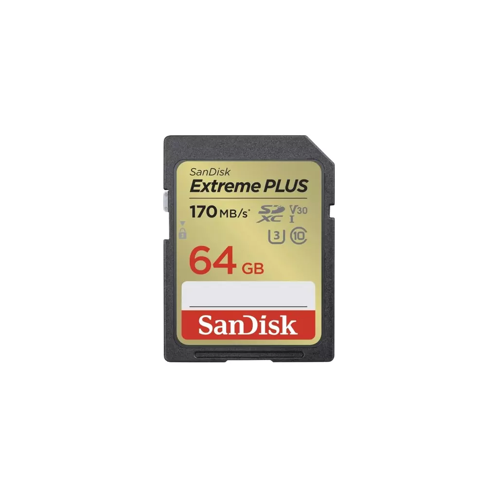 Obrázek produktu Paměťová karta Sandisk Extreme PLUS SDXC 64GB 170MB/s and 80MB/s, UHS-I, Class 10, U3, V30