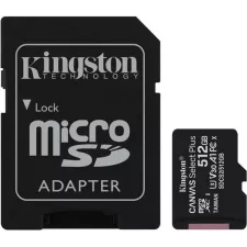 obrázek produktu Paměťová karta Kingston Canvas Select Plus  A1 512GB microSDXC, Class 10, 100W/85R s adaptérem