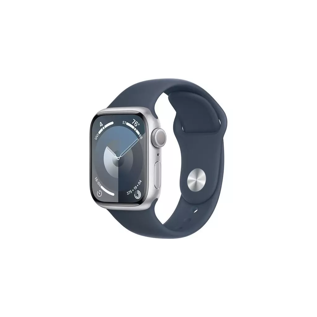 Obrázek produktu Hodinky Apple Watch Series 9 GPS, 45mm Silver Aluminium Case with Storm Blue Sport Band - S/M
