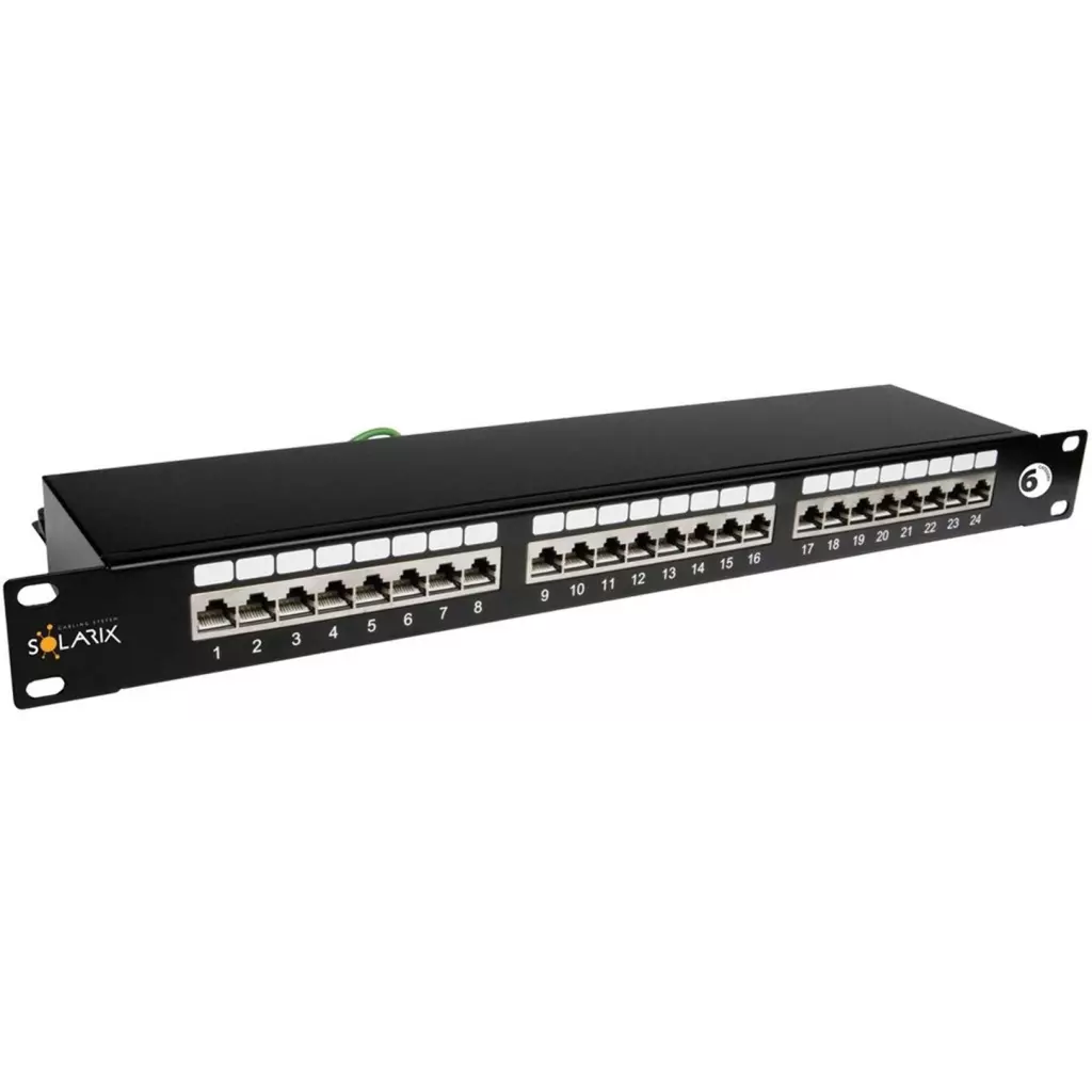 Obrázek produktu Patch panel Solarix SX24-6-STP-BK STP cat6 24p. 1U