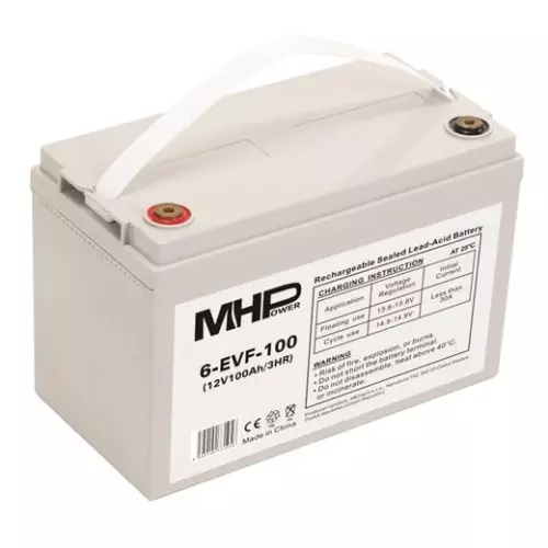 obrázek produktu Baterie MHPower 6-EVF-100 Trakční gelová, 12V/100Ah, Terminál T3 - M8, Deep Cycle
