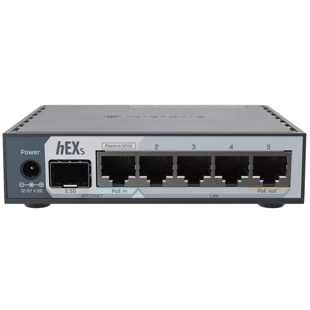 Obrázek produktu RouterBoard Mikrotik hEX S (2025) 5x GLAN, 1x PoE in, 1x PoE out, ROS L4