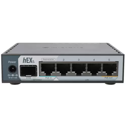 obrázek produktu RouterBoard Mikrotik hEX S (2025) 5x GLAN, 1x PoE in, 1x PoE out, ROS L4
