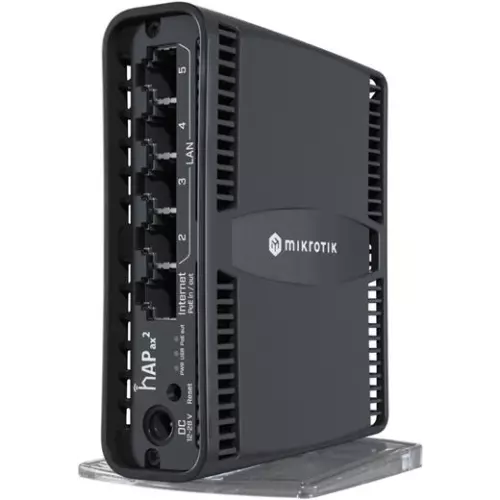 obrázek produktu WiFi router Mikrotik hAP ax2 WiFi 6 AP, 4 x GLAN, 1x GWAN s PoE In/Out, 574Mbps 2,4/ 1200Mbps 5GHz,