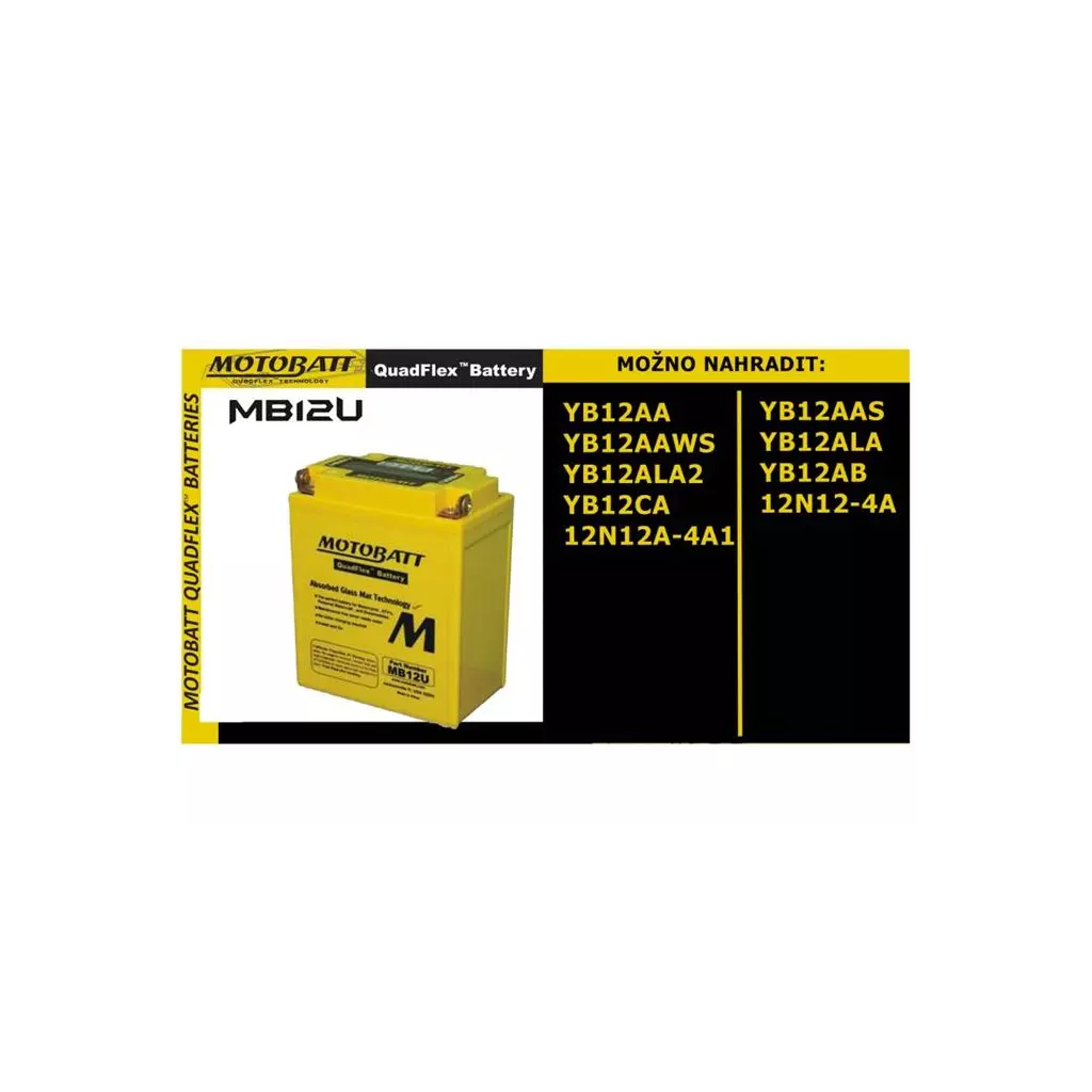 Obrázek produktu Baterie Motobatt MB12U 15Ah, 12V, 4 vývody 