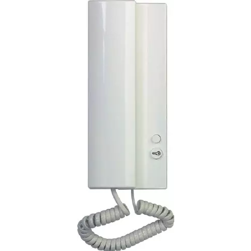 obrázek produktu Domácí telefon Tesla Elegant s elektronickým vyzváněním a 1 tlačítkem el. zámku, bílá