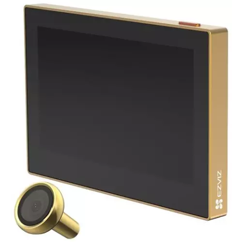obrázek produktu Chytré dveřní kukátko Ezviz HP2 s kamerou,  WiFi, 2K, 4,3" monitor, napájení ze sítě a baterie, zlaté