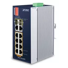 obrázek produktu PLANET TECHNOLOGY Switch, PoE 8x 100Base-TX, 2x SFP+2x TP 1000Base-X, 802.3at 240W, PoE ext,-40 až 75st.C