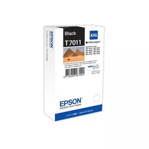 obrázek produktu Epson T7011 XXL Black, až 3400 stran, pro série WP4000/4500 (WP-4015,WP-4025,WP-4515,WP-4525,WP-4535,WP-4545) - originální