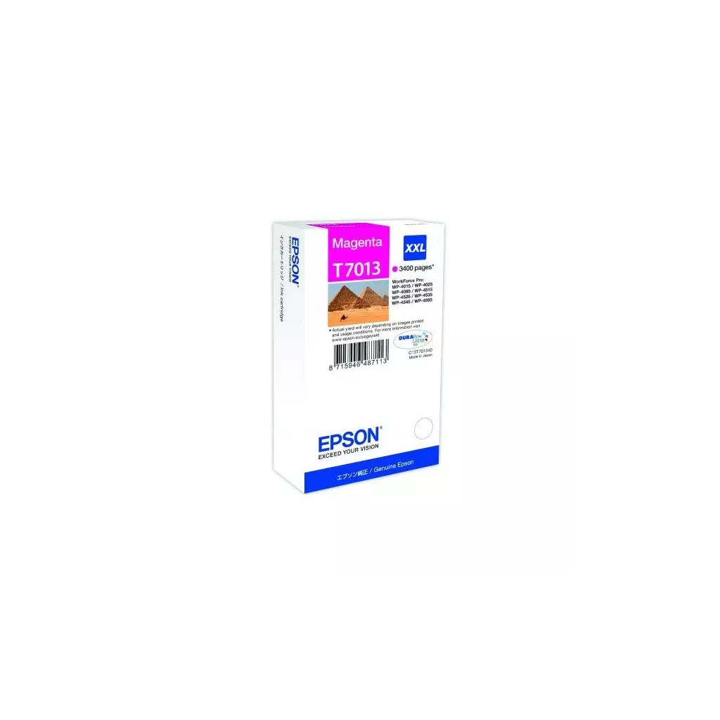 Obrázek produktu Epson T7013 XXL Magenta až 3400 stran, pro série WP4000/4500 (WP-4015,WP-4025,WP-4515,WP-4525,WP-4535,WP-4545) - originální