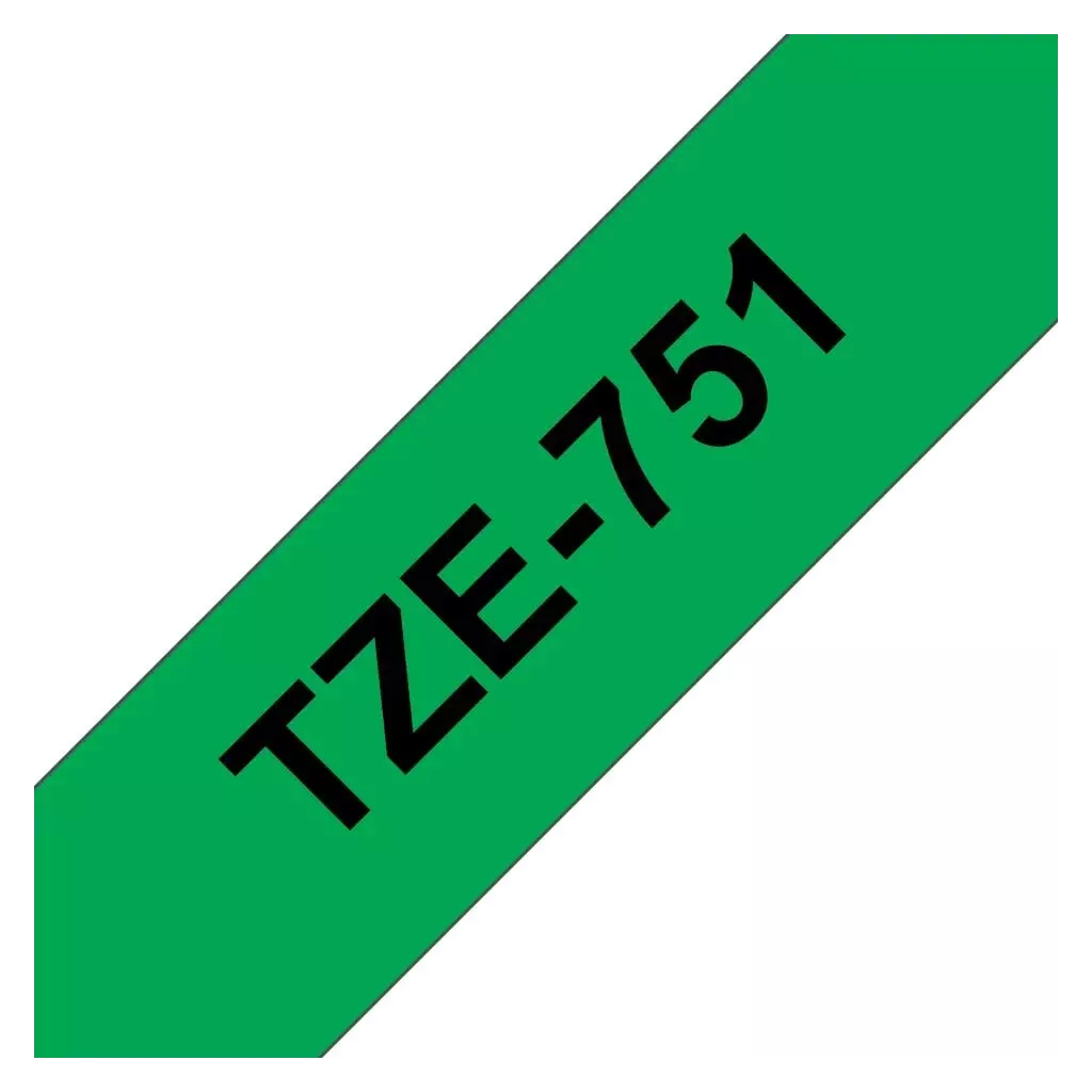 Obrázek produktu Brother TZe-751, černý tisk na zelené, šířka 24 mm, laminovaná