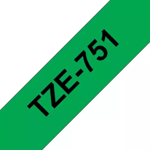 obrázek produktu Brother TZe-751, černý tisk na zelené, šířka 24 mm, laminovaná