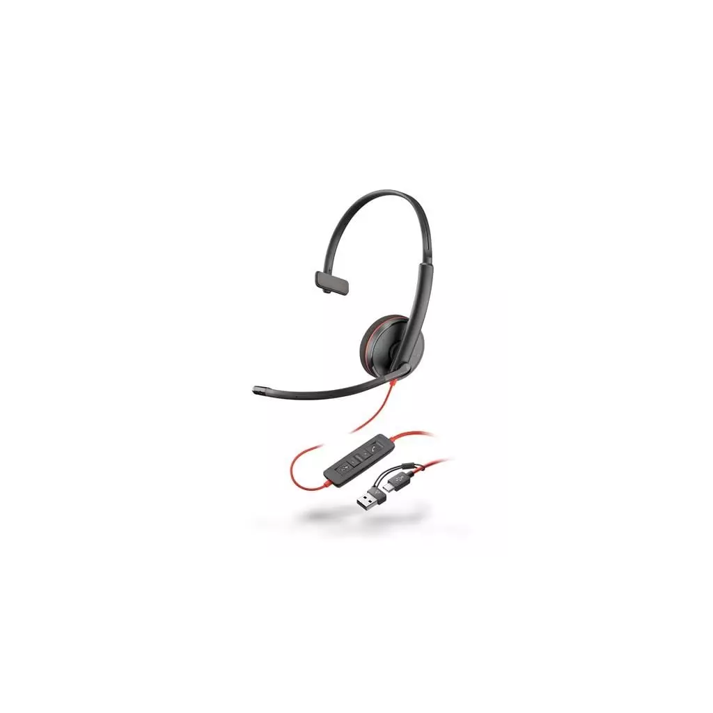 Obrázek produktu Poly náhlavní souprava Blackwire 3210, USB-C/A adaptér, mono - černá