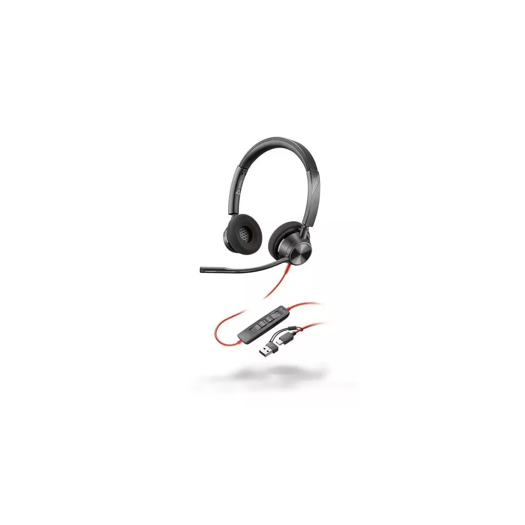 Obrázek produktu Poly náhlavní souprava Blackwire 3320 MS, USB-C/A adaptér, stereo - černá