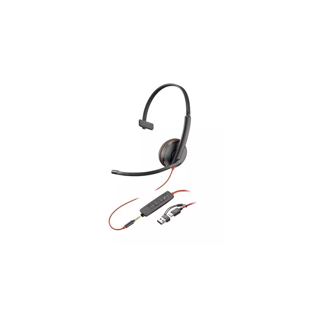 Obrázek produktu Poly náhlavní souprava Blackwire 3215, 3,5 mm jack + USB-C/A adaptér, mono - černá